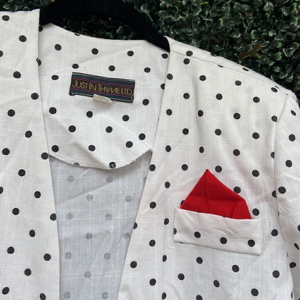 Vintage 80’s Just In Thyme Polka Dot Open Blazer Vintage Size 6 - Picture 2 of 7